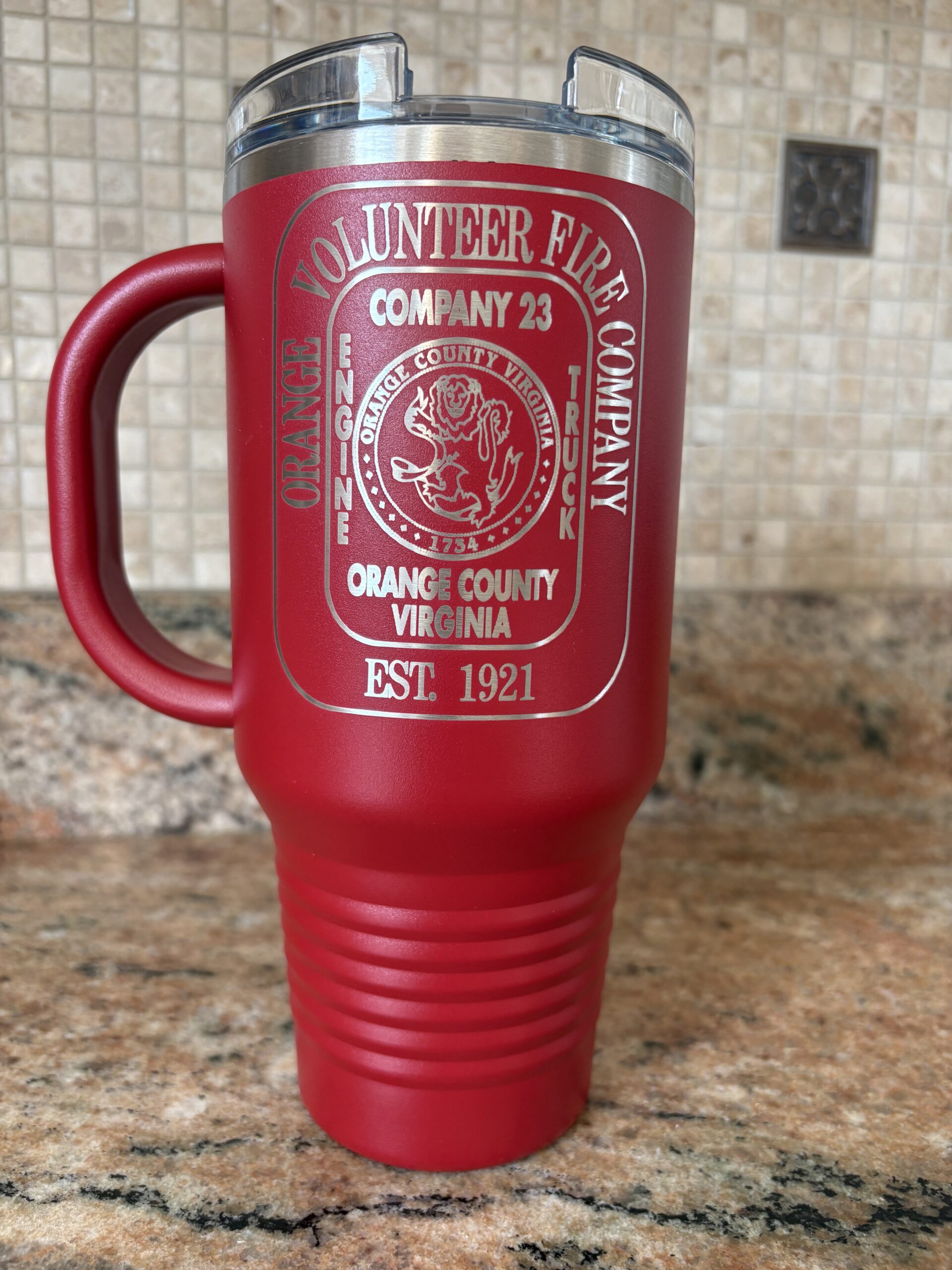 Orange Volunteer Fire Company custom engraved tumbler